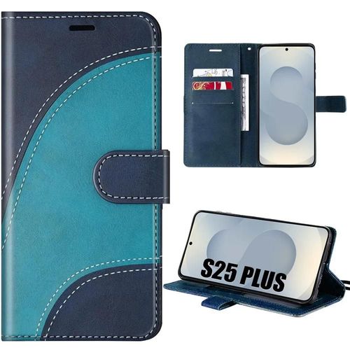 Coque Pour Samsung Galaxy S25 Plus (S25+), Protection Effet Cuir Anti-Rayures Antichoc - Bleu - E.F.Connection