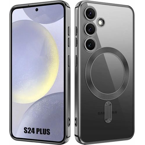 Coque Pour Samsung Galaxy S24 Plus (S24+) Protection Silicone Avec Film Objectif Cercle Magnétique - Noir - E.F.Connection