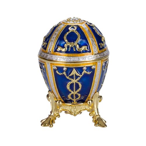 Oeuf à la Fabergé boîte à bijoux Bouton de rose, 6 cm, bleu