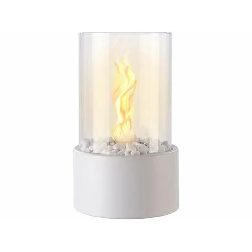 Cheminée décorative au bioéthanol cylindrique - coloris blanc
