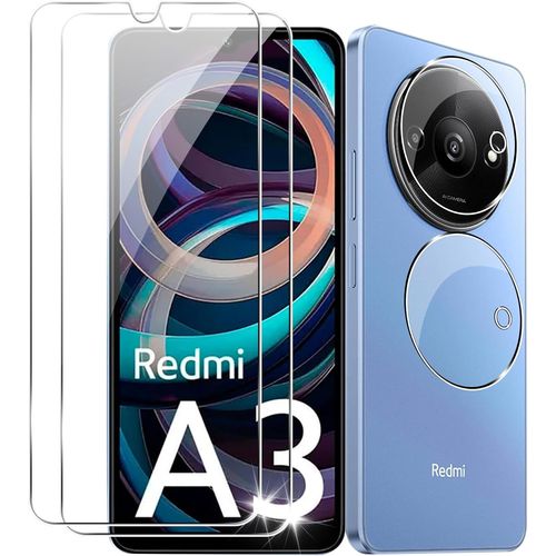 Verre Trempé Protecteur D'écran Et Caméra Arrière Pour Xiaomi Redmi A3 - 9h Anti-Rayures, Couverture Complète Sans Bulles, Hd Transparent (2 Films + Outils D'installation)