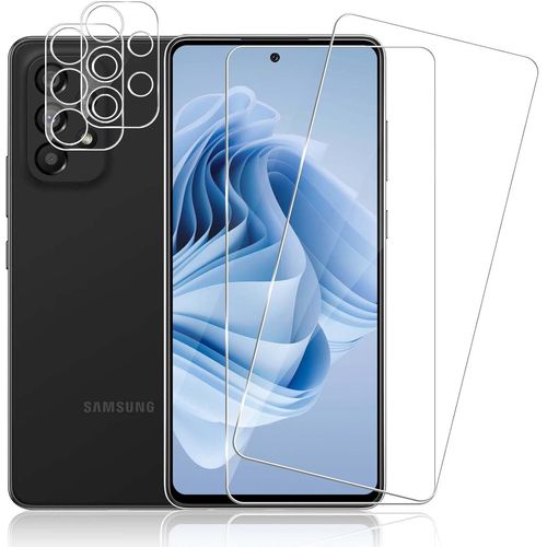 Verre Trempé Protecteur D'écran Et Caméra Arrière Pour Samsung Galaxy A53 5g - 2 Pièces, 2.5d Bord Arrondi 9h Dureté Anti-Rayures, Revêtement Oléophobe Ultra-Fin 0.33mm