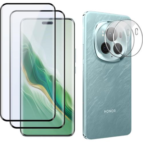 Verre Trempé Pour Honor Magic 6 Pro - 2 Films Écran + 2 Protecteurs Caméra 9h Ultra-Résistant Anti-Rayures Anti-Empreintes Ultra-Mince Transparence 99,99% Sans Bulles