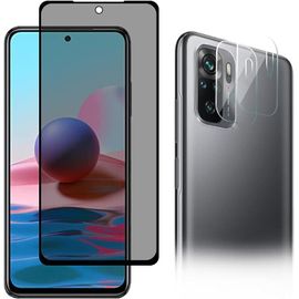 Verre Trempé Protecteur D'écran Confidentialité 9h Anti-Espion Pour Xiaomi Redmi Note 10 Avec 2 Protections Caméra Installation Facile - Transparent