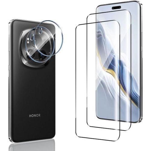 Verre Trempé Protecteur D'écran 9h Pour Honor Magic 6 Pro 5g - 2 Pièces Anti-Rayures Ultra Hd Avec Protection Caméra Arrière, Installation Facile Sans Bulles (Transparent)