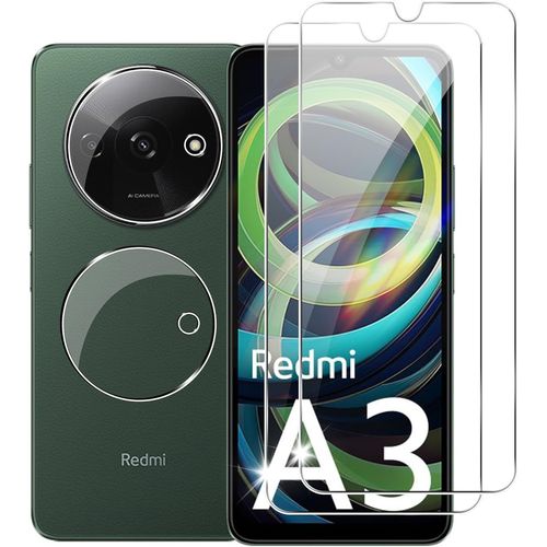 Verre Trempé Protection Écran Et Caméra Pour Xiaomi Redmi A3 - 2 Pièces Ultra-Fin 0.25mm, Résistant 9h Anti-Rayures, Transparent Hd Avec Adhésif Sans Bulles