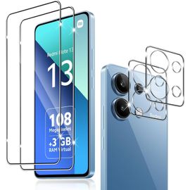 Verre Trempé Protection D'écran Et Caméra Arrière Pour Xiaomi Redmi Note 13 4g - 2+2 Pièces, 9h Anti-Rayures, Transparence 99%, Installation Facile Sans Bulles Avec Accessoires