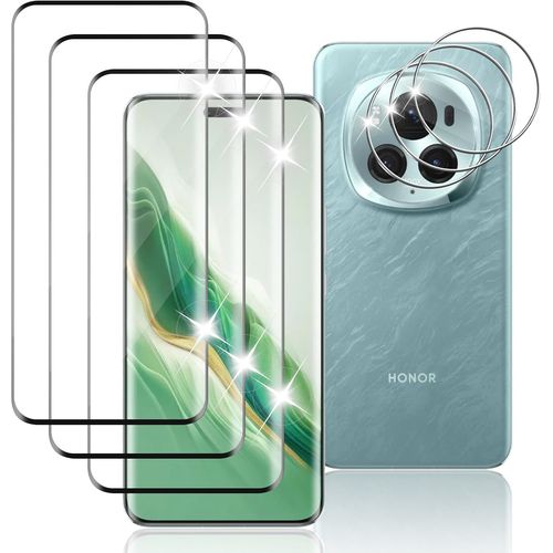 Verre Trempé Protection Écran Honor Magic 6 Pro 5g - 3 Films + Caméra, Ultra Mince 0.33mm, Transparent Hd 9h, Anti-Traces, Sans Bulles