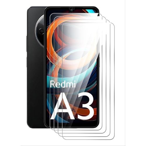 Verre Trempé Xiaomi Redmi A3 4 Pièces Protection Écran 9h Hd Anti-Rayures Anti-Traces Installation Facile Sans Bulles Transparent