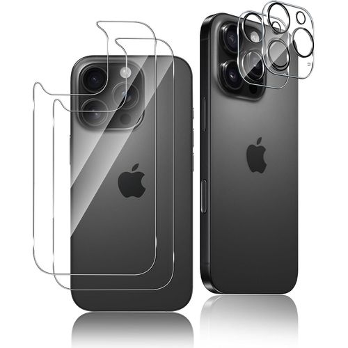 Verre Trempé Protection Arrière Pour Iphone 16 Pro Max [9h Dureté] Anti-Rayures Film Ultra Fin 0.3mm Compatible Charge Sans Fil Revêtement Oléophobe Design Caméra Nuit