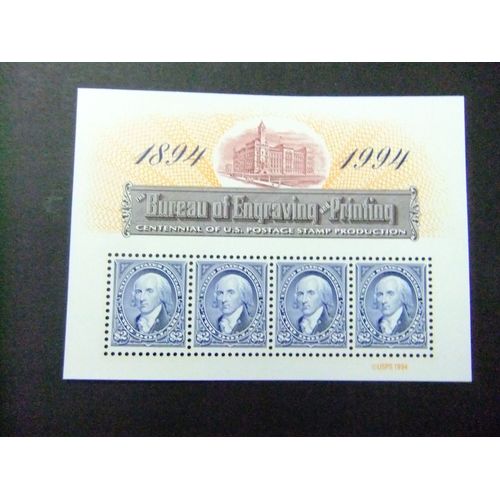 127 18 États-Unis 1994 / Centenaire Du Postal Recording Office / Yvert Bloc 31 Mnh