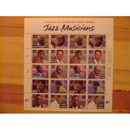 127 États-Unis 1995 / Légendes De La Musique - Musiciens De Jazz / Yvert 2391 / 2400 Mnh