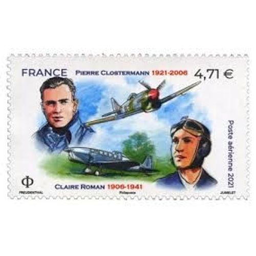 Claire Roman Et Pierre Clostermann Aviateurs Année 2021 Poste Aérienne N° 85 Yvert Et Tellier Luxe