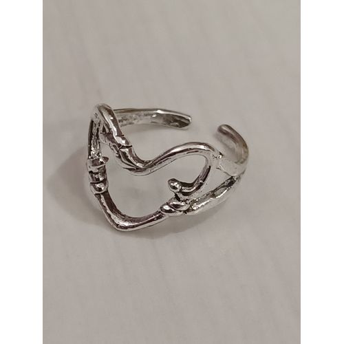 Bague Métal Argenté,Coeur,Bague Ouverte,Taille 16.56 Mm
