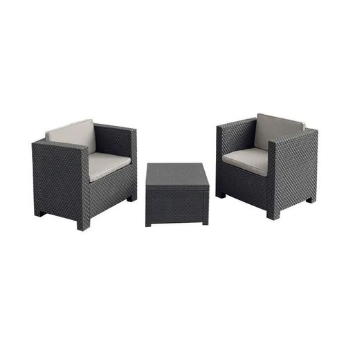 Salon De Jardin - Shaf - Diva Tete À Tete - 2 Personnes - Résine Tressée - Gris Anthracite