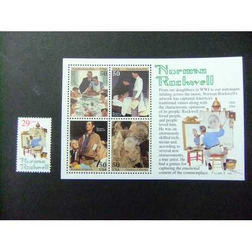 127 États-Unis 1994 / Centenaire De La Naissance De Norman Rockwell 1894-1978 / Yvert Bloc 30 + 2253 Mnh