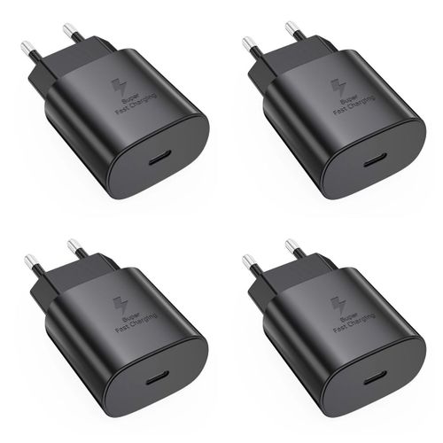Port Usb Type C 25w Usb C Chargeur Rapide Pour Samsung Galaxy S25/S24/S24 Ultra/S23/A15/A55 5g/A52/A51,Chargeur Universel Huawei, Xiaomi, Oppo, Vivo, Honor, Iphone , Ipad , Phone (4-Pack)