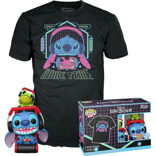 Figurine Funko Pop - Lilo Et Stitch [Disney] N°1564 - Gamer Stitch - T-Shirt