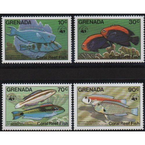 Grenade Timbres Animaux : Les Poissons 1984