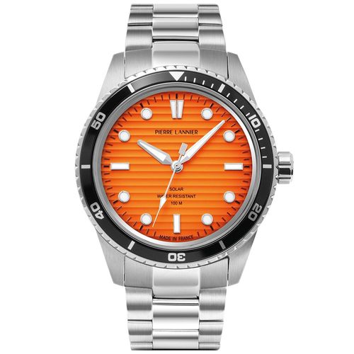 Montre Homme Inti Argenté Cadran Orange Bracelet Acier Argenté 22 Mm