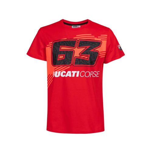 T-Shirt 63 Ducati Corse Dual Pecco Bagnaia Moto Gp Officiel Homme Rouge