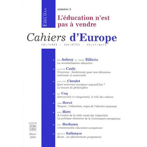 Cahiers D'europe N°3 Hiver 2000 : L'education N'est Pas A Vendre