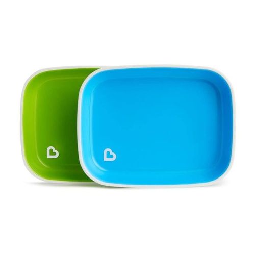 Munchkin Splash Plates 2 Pack With Grip 1 Blue And 1 Green