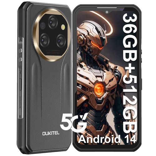 OUKITEL WP39 Pro 5G 36 Go + 512 Go / 2 To 11000mAh/33W Smartphone Incassable Android 14, 6.6" FHD+ IPS Dual SIM NFC Noir