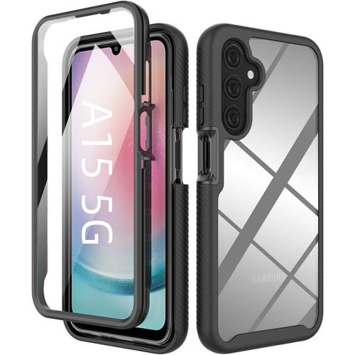 Coque Pour Samsung Galaxy A15 5g/4g, Coque De Téléphone Intégrale À 360° Avec Protection D'écran Intégrée, Coque De Protection Hybride Antichoc Double Face Pour Samsung Galaxy A 15, Noir