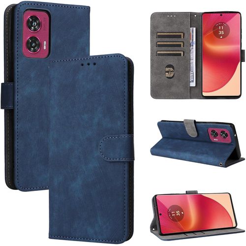 Flip Folio Coque Pour Motorola Edge 50 Fusion, Rfid Fonction Etui, Premium Pu/Tpu Cuir Portefeuille Magnétique Fermeture Housse - Bleu