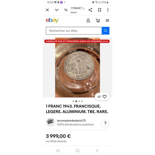 Piece De 1 Franc 1943