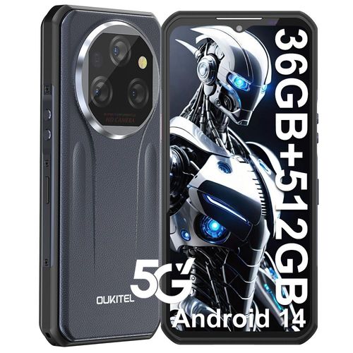 OUKITEL WP39 Pro 5G Incassable 36 Go + 512 Go 11000mAh Android 14 6.6" FHD+ IPS Caméra 64MP+32MP Dual SIM/GPS/NFC Gris