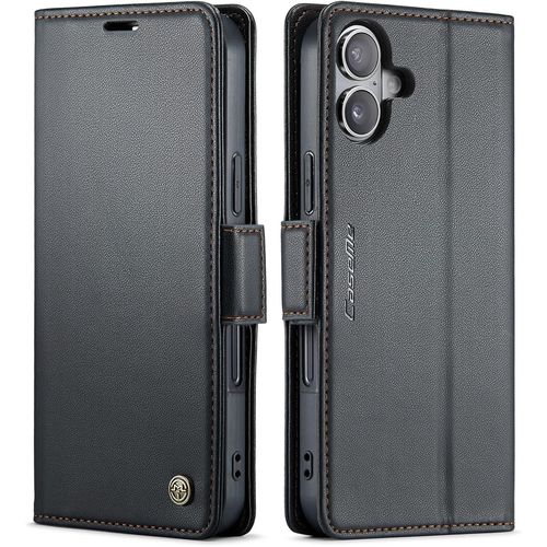 Coque Pour Iphone 16 Etui Avec [Rfid Blocage], Housse En Premium Cuir Pochette Portefeuille Rabat Clapet Case Porte Carte Magnétique Étui Pour Iphone 16 - Noir