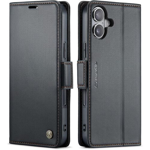 Coque Pour Iphone 16 Etui Avec [Rfid Blocage], Housse En Premium Cuir Pochette Portefeuille Rabat Clapet Case Porte Carte Magnétique Étui Pour Iphone 16 - Noir