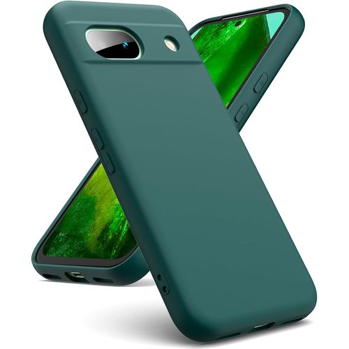 - Coque Compatible Avec Google Pixel 8a, [Coque Silicone Liquide] [Intérieur Microfibre] Souple Étuis En Caoutchouc Housse Antichoc Protection Bumper Coque Google Pixel 8a - Vert Nuit