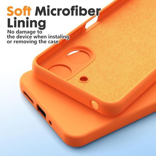 Coque Pour Xiaomi Redmi 13c / Xiaomi Poco C65 Avec 2 Pièces Verre Trempé, [Ultra Mince] Étui Souple De Silicone, Intérieur Microfibre, Housse Anti Rayures - Orange