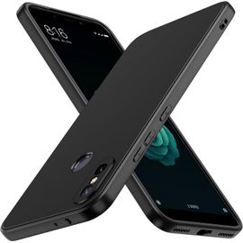 Noir Mat Coque Pour Xiaomi Mi A2 Avec Protection Caméra, Ultra Mince Étui De Protection En Silicone Antichoc, Souple Tpu Anti-Rayures Bumper Housse