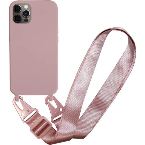 Coque Pour Iphone 16 Pro Max Avec Cordon De Collier, Coque Tpu Silicone Housse, Collier Réglabletéléphone Portable Lanyard Protection Complète Case Iphone 16 Pro Max,Rose Foncé