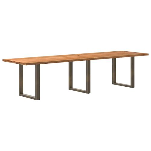 Vidaxl Table À Manger Marron Clair Bois De Chêne Massif Rectangulaire