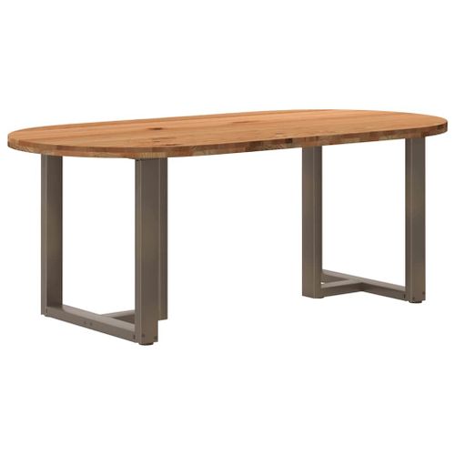 Vidaxl Table À Manger Marron Clair Bois De Chêne Massif Ovale