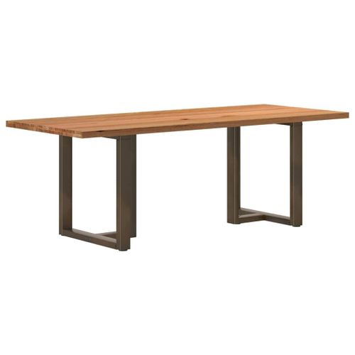 Vidaxl Table À Manger Marron Clair Bois De Chêne Massif Rectangulaire