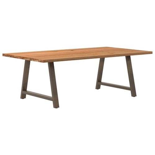 Vidaxl Table À Manger Marron Clair Bois De Chêne Massif Rectangulaire