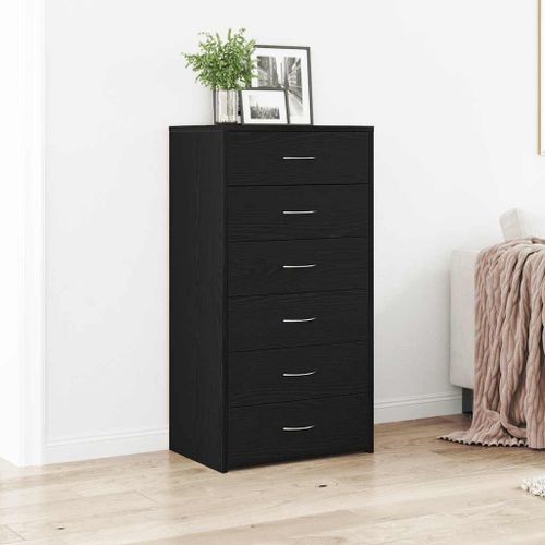 Vidaxl Buffet Avec 6 Tiroirs Chêne Noir 50x34x96 Cm Bois D'ingénierie