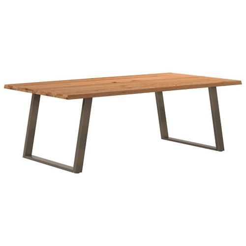 Vidaxl Table À Manger Et Bord Naturel Bois Massif Chêne Rectangulaire