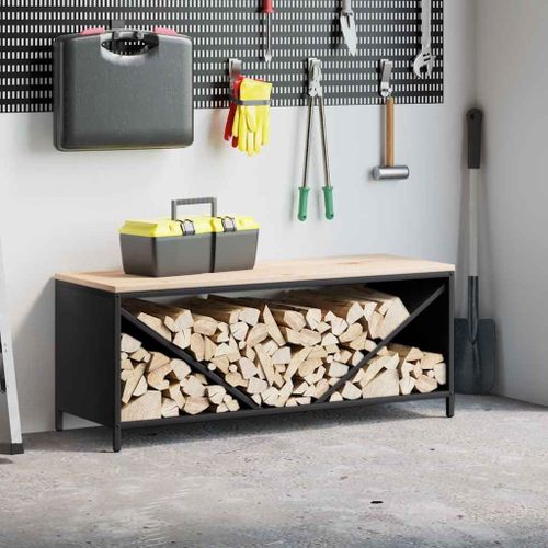Vidaxl Étagère À Bois De Chauffage Avec Plateau En Bois Noir