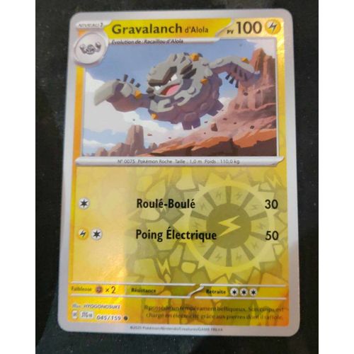 Pokémon Gravalanch D'alola Reverse 045 / 159 Aventures Ensemble Ev09