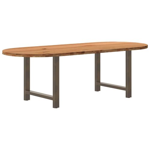 Vidaxl Table À Manger Marron Clair Bois De Chêne Massif Ovale