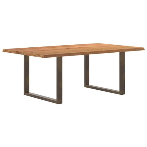 Vidaxl Table À Manger Marron Clair Bois De Chêne Massif Rectangulaire