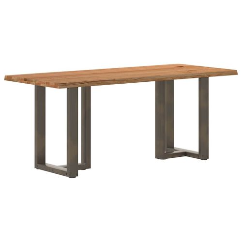 Vidaxl Table À Manger Et Bord Naturel Bois Massif Chêne Rectangulaire
