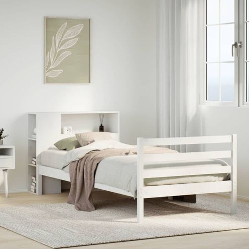 Vidaxl Lit Bibliothèque Sans Matelas Blanc 75x190cm Bois De Pin Massif